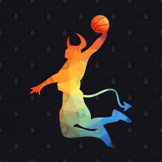Basketball Player Devil Slam Dunk Illustration by HappyGiftArt
